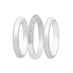 LC Lauren Conrad Set of 3 Stackable Band Rings Silver Tone Size 7 NEW WITH TAGS!